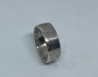 1907 Silver Shilling Coin Ring