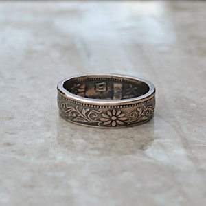 Japanese 1 Sen Coin Ring Petina Finish