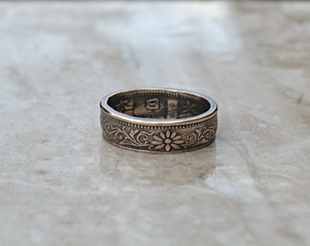 Japanese 1 Sen Coin Ring Petina Finish