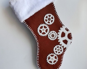Steampunk Christmas sock, Christmas boot, Handmade Christmas boot, Steampunk Decor, Steampunk Christmas Decor