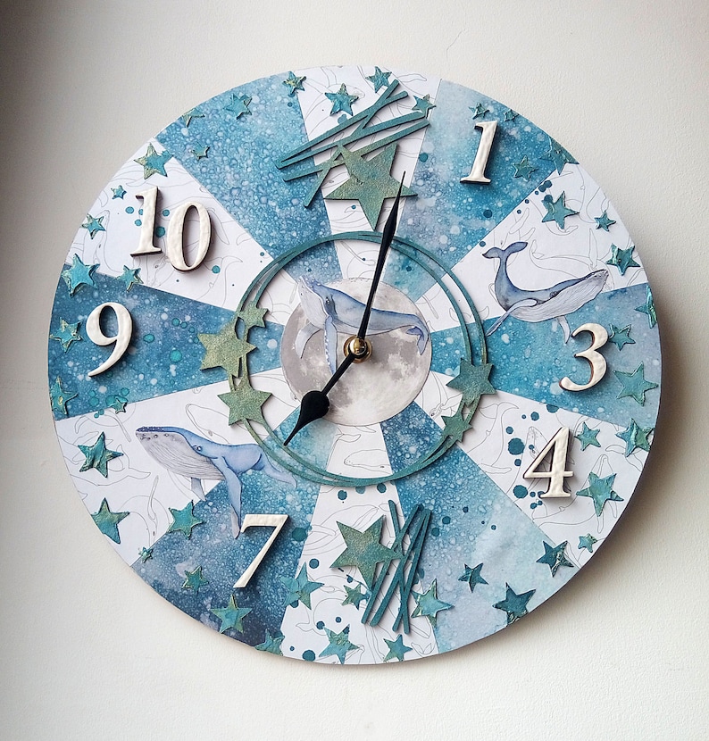 Wall clock, Unique handmade wall clock, Art wall clock, Handmade wall clock image 1