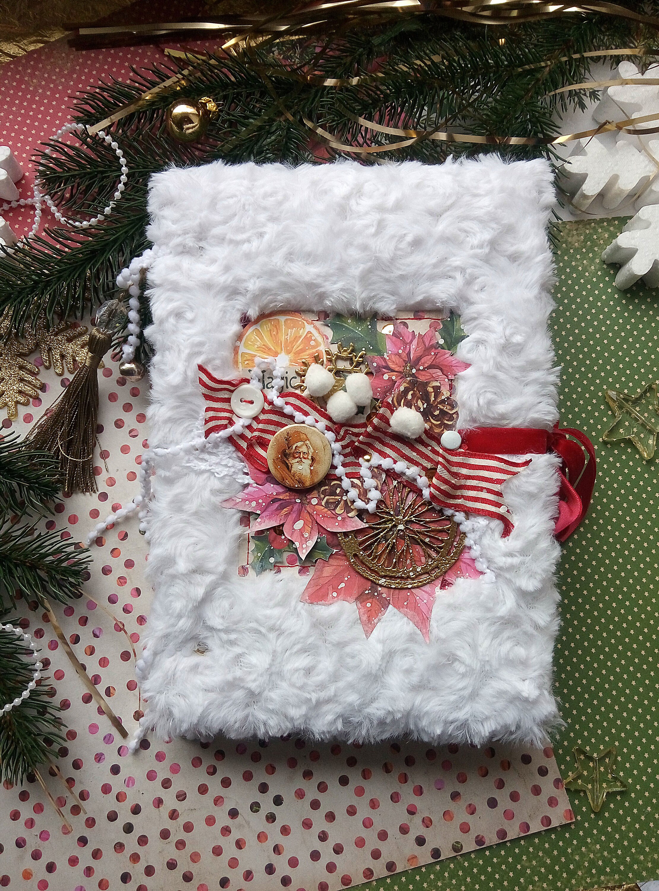 Christmas Notepad, Handcrafted Holiday Gift, Winter Notepad, Mixedmedia