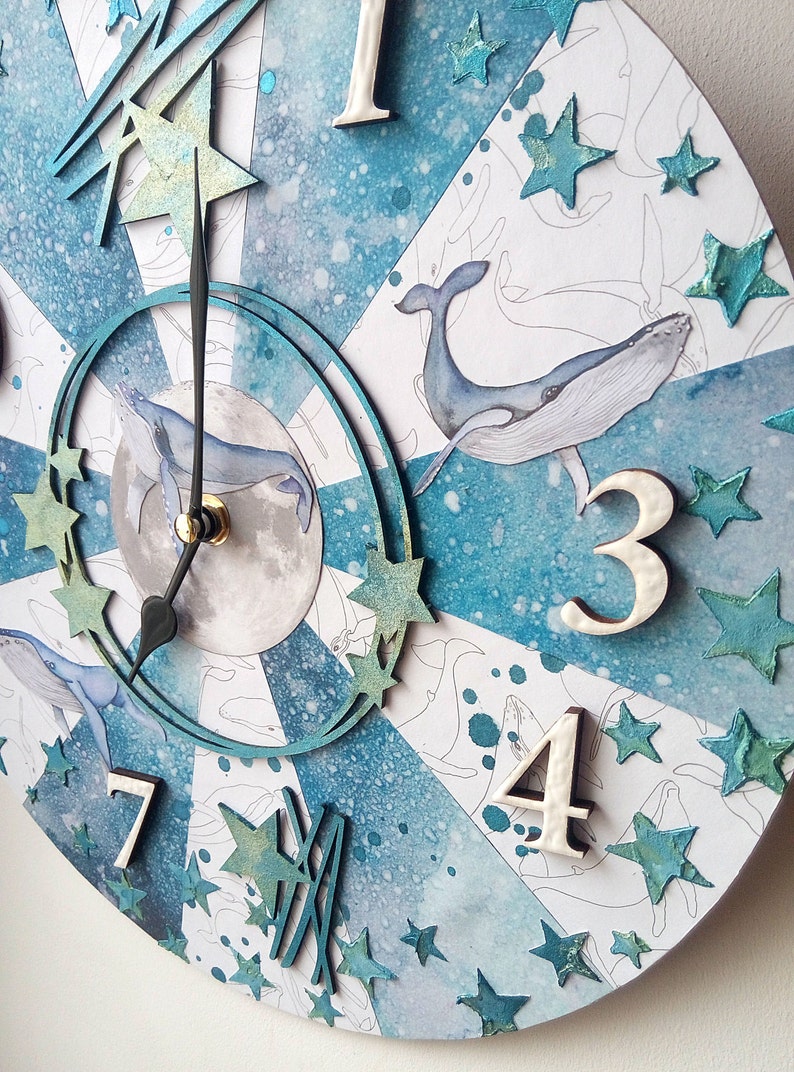 Wall clock, Unique handmade wall clock, Art wall clock, Handmade wall clock image 2