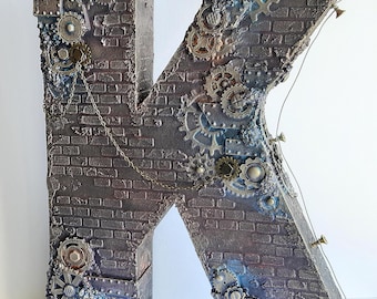 Steampunk Initial Letter "K": Personalized 10 Inch Steampunk Decor