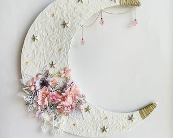 Decorazione murale a forma di luna: decorazione magica per la stanza (altezza 30 cm)