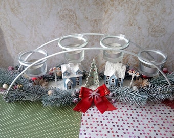 Christmas Candlestick Wreath Holder: HandmadeTable Decoration