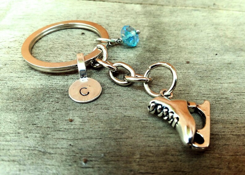 Ice Skate Keychain Personalized Initial Letter Keychain Etsy