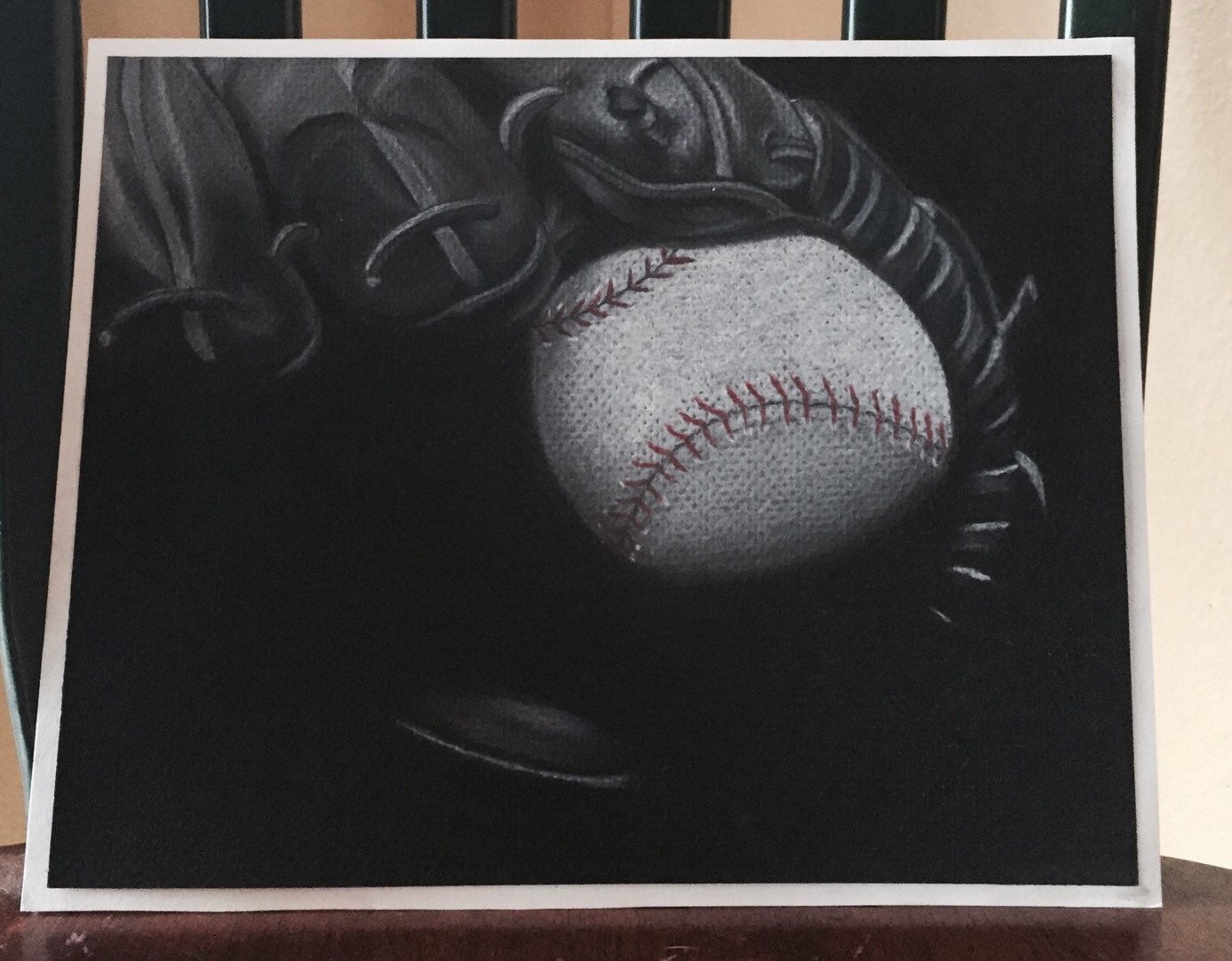 Black and White Baseball, Ball and Glove, Red Laces, Print Etsy