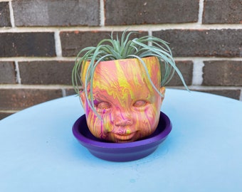 Doll head planter, Creepy Doll, Succulent planter, Head Planter