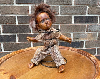 Creepy doll, strange horror sculpture, creepy doll home decor, creepy home decor, strange goth doll, art