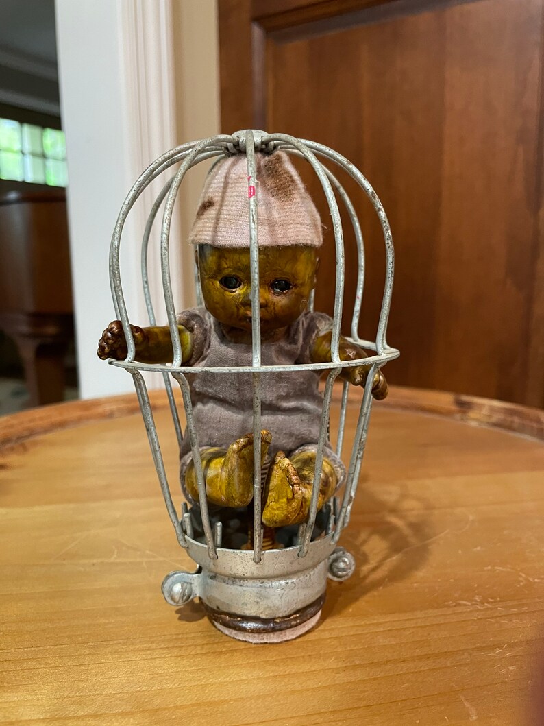 Creepy doll home decor strange horror sculpture strange goth image 1