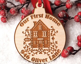 Eerste huis ornament gepersonaliseerd - aangepaste ornament - kerst ornament - ons eerste huis - housewarming cadeau - eerste huis - afsluitende gift