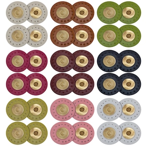 Round Shape 2 x Sew On Leather Buckles Magnetic Closures Replacement 10 Colors