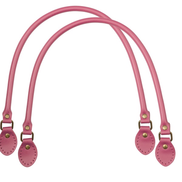 Pink High Quality Leather Bag Handles 40cm, 50cm, 60cm (1 Pair)