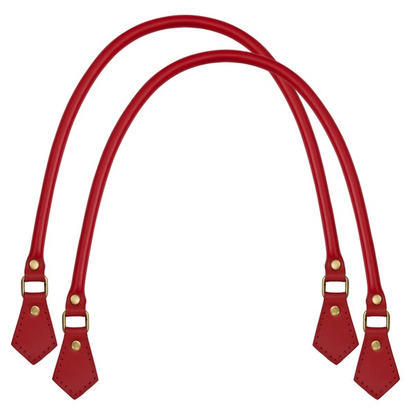 Poignées de sac de rechange en cuir véritable rouge 40 cm, 50 cm, 60 cm (1 paire)