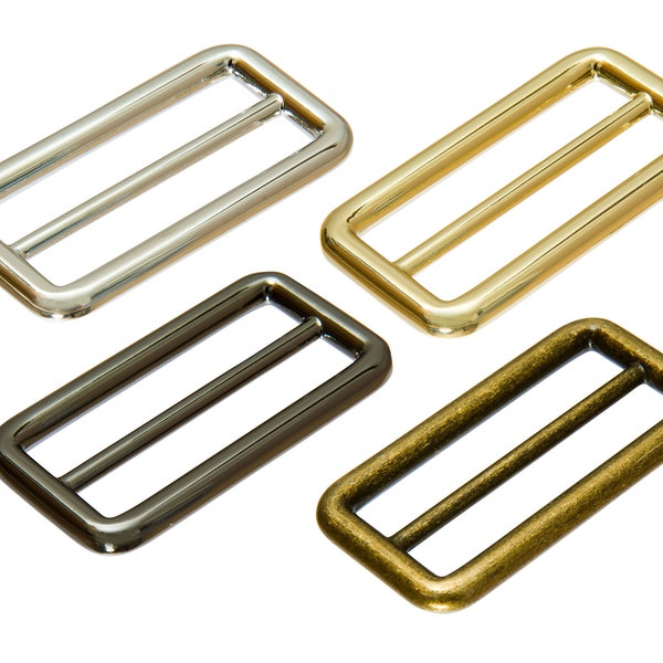 2 x Heavy Duty 50mm Metal Tri Glide Slide Buckles 4 Colors