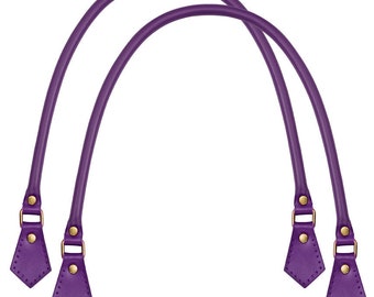 Purple Real Leather Replacement Bag Handles 40cm, 50cm, 60cm (1 Pair)