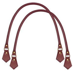 Maroon Real Leather Replacement Bag Handles 40cm, 50cm, 60cm (1 Pair)