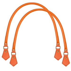 Orange Real Leather Replacement Bag Handles 40cm, 50cm, 60cm (1 Pair)