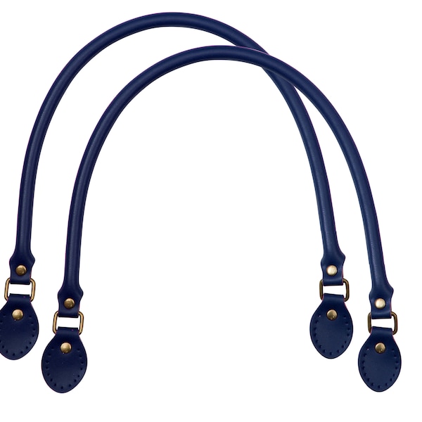 Navy High Quality Leather Bag Handles 40cm, 50cm, 60cm (1 Pair)