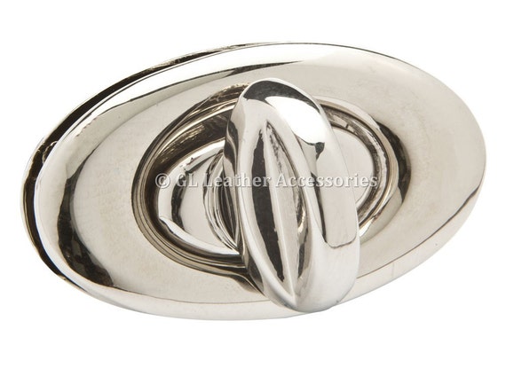 Oval Auto Locking Metal Purse Bag Twist Turn Lock 3.4cm x 1.9cm