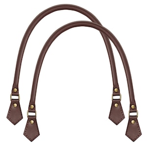 May include: Two brown leather handbag handles with gold metal hardware.