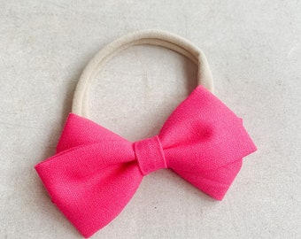 Hot Pink - Big Twist Bow - Nylon Headband