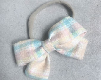 Spring Plaid, Sailor Bow, Nylon Headband