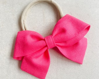 Hot Pink Schoolgirl Bow - Nylon Headband