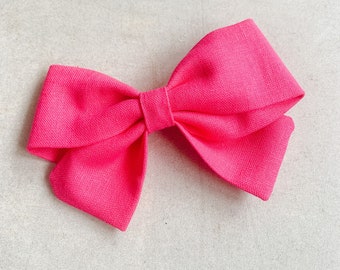 Hot Pink - Schoolgirl Bow - Clip