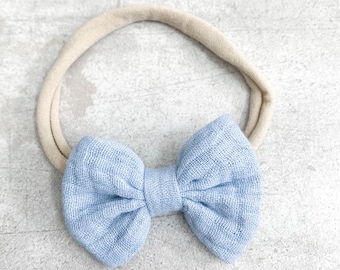 Baby Blue Darling Bow / Bow Headband / Nylon Headband