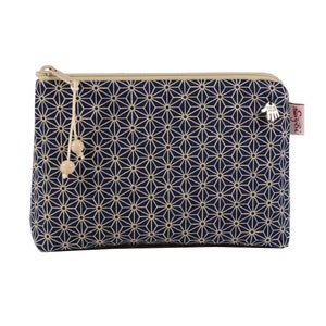 Kosmetiktasche Asanoha dunkelblau Kosmetiktäschchen Schminktasche kleine Tasche für die Handtasche