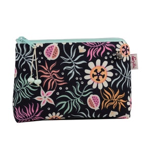 Kosmetiktasche tropische Blüten und Blätter Schminktäschchen kleine Tasche für die Handtasche