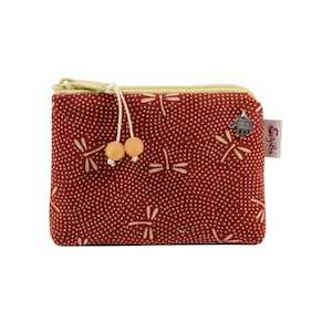 Mini Täschchen Libellen dunkelrot Mini Börse Kopfhörertasche Kartentasche Mini Portemonnaie
