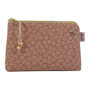 Kosmetiktasche Blüten altrosa beige Kosmetiktäschchen Schminktasche kleine Tasche für die Handtasche