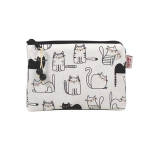 Kosmetiktasche Katzen weiß schwarz kleine Tasche für die Handtasche