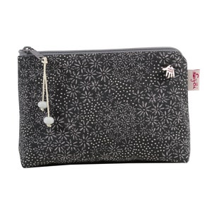 Kosmetiktasche Blüten grau kleine Tasche für die Handtasche Geschenk