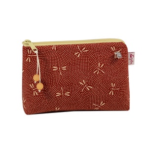 Kosmetiktasche Libellen dunkelrot beige Kosmetiktäschchen Schminktasche kleine Tasche für die Handtasche