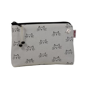 Kosmetiktasche Katzen Gesichter weiß schwarz kleine Tasche für die Handtasche