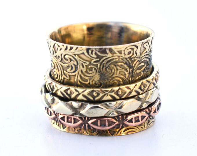 Brass Spinner Rings Ethnic Jewelry From India Handmade Finger Bands Tribal Women/'s Jewelry Spinning Jewelry R821