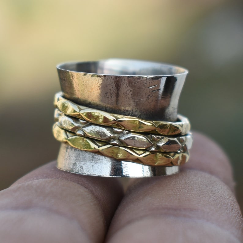 Wide spinner rings Yoga /& Spiritual Ring Handcrafted fusion jewelry Tribal Wide Jewelry Ring |R540 Indian Meditation Spinner Jewelry