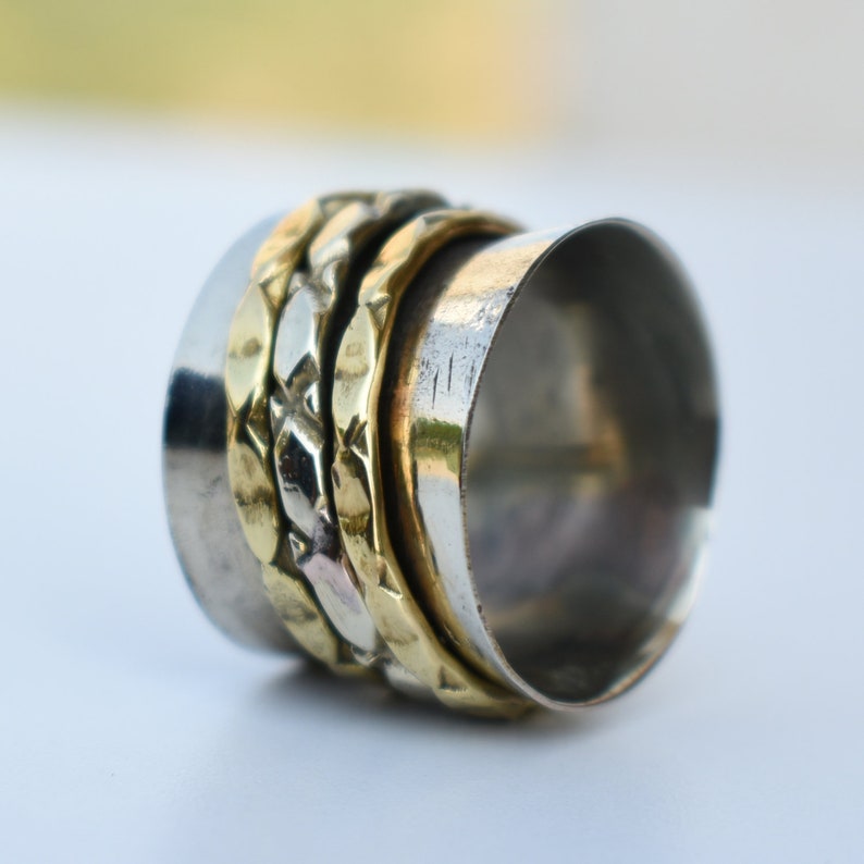 Wide spinner rings Yoga /& Spiritual Ring Handcrafted fusion jewelry Tribal Wide Jewelry Ring |R540 Indian Meditation Spinner Jewelry