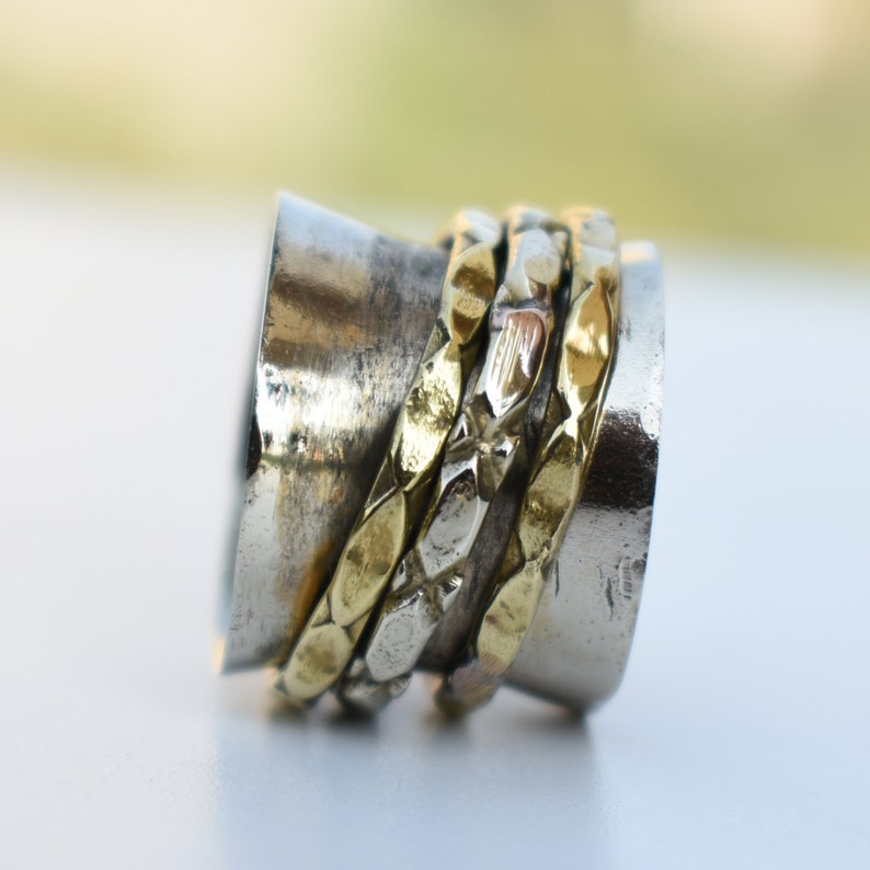 Wide spinner rings Yoga /& Spiritual Ring Handcrafted fusion jewelry Tribal Wide Jewelry Ring |R540 Indian Meditation Spinner Jewelry