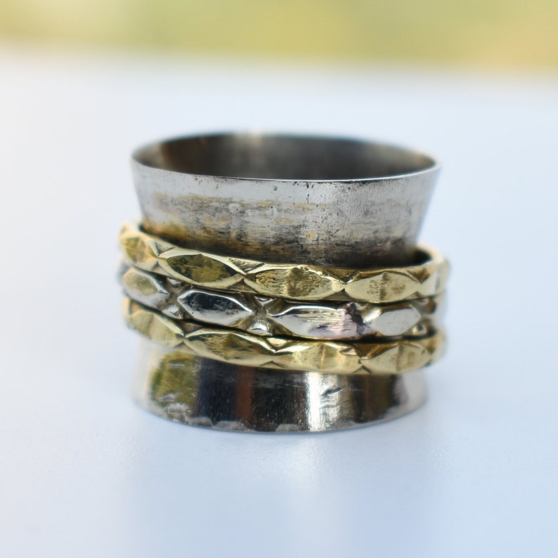 Wide spinner rings Yoga /& Spiritual Ring Handcrafted fusion jewelry Tribal Wide Jewelry Ring |R540 Indian Meditation Spinner Jewelry