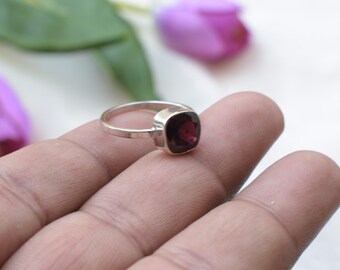 Handmade Sterling Silver Garnet Ring - January Birthstone Jewelry