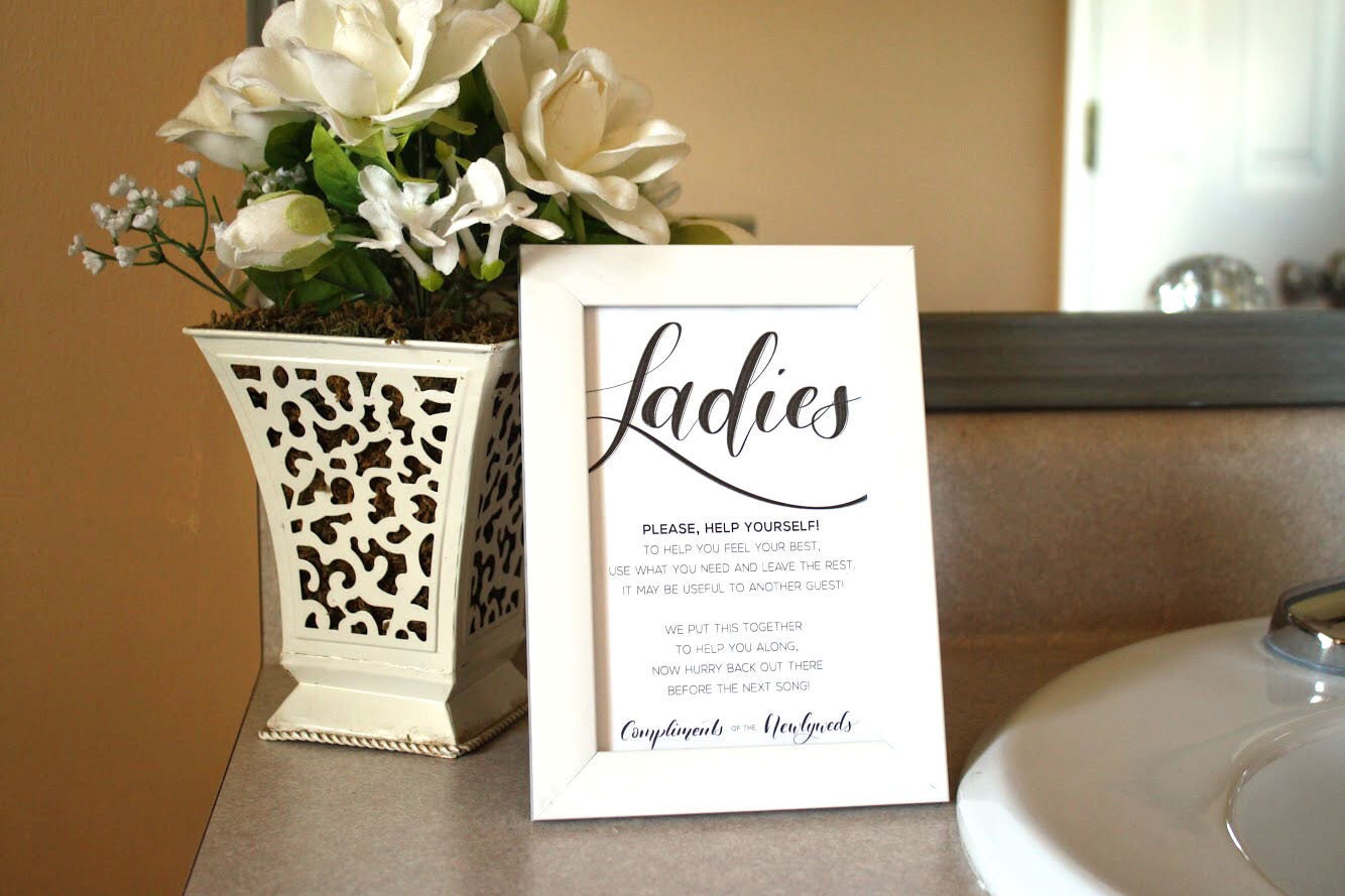 Printable Wedding Bathroom Basket Sign Ladies Digital | Etsy