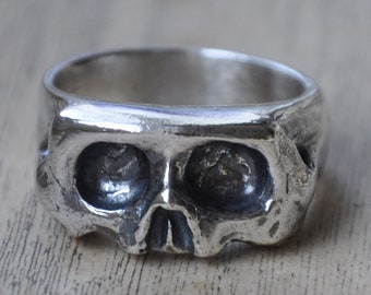 Sliced Skull Handmade Silver Ring (Oxidised) - Memento Mori Ring - Skull Ring