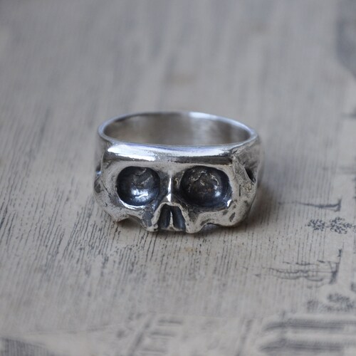 Sliced Skull Handmade Silver Ring (Oxidised) - Memento Mori Ring - Skull Ring