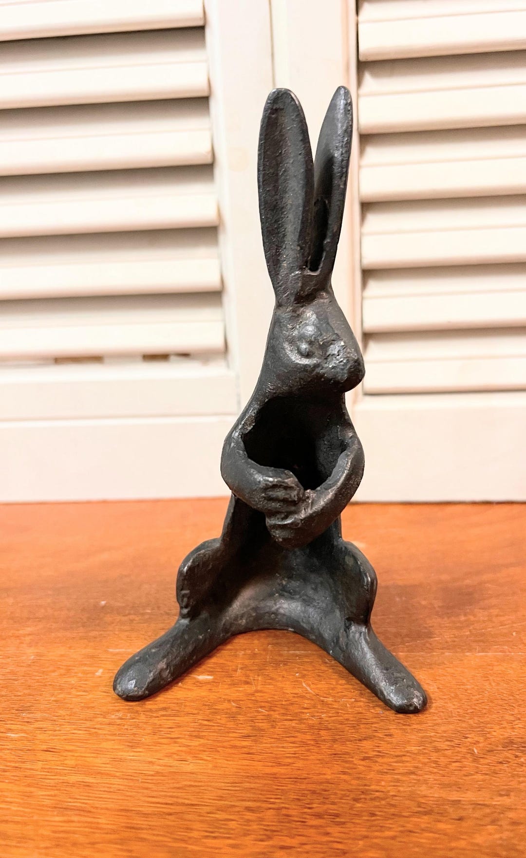 Cast Iron Rabbit Butler Statue Vintage Cast Iron Bunny Figure - Etsy