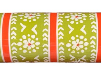 Beautiful Anthropologie Ceramic Floral Folk Art Kitchen Rolling Pin Wood Handles Kitchen Decor